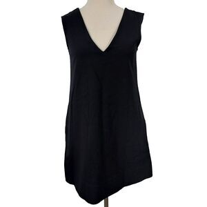 Diane Von Furstenberg Sleeveless Tunic Top Size 8 Black Stretch Pockets V Neck